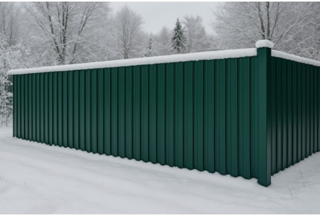 Установка забора зимой